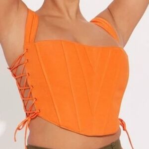 Fashion Nova Orange Sleeveless Bustier Crop Top